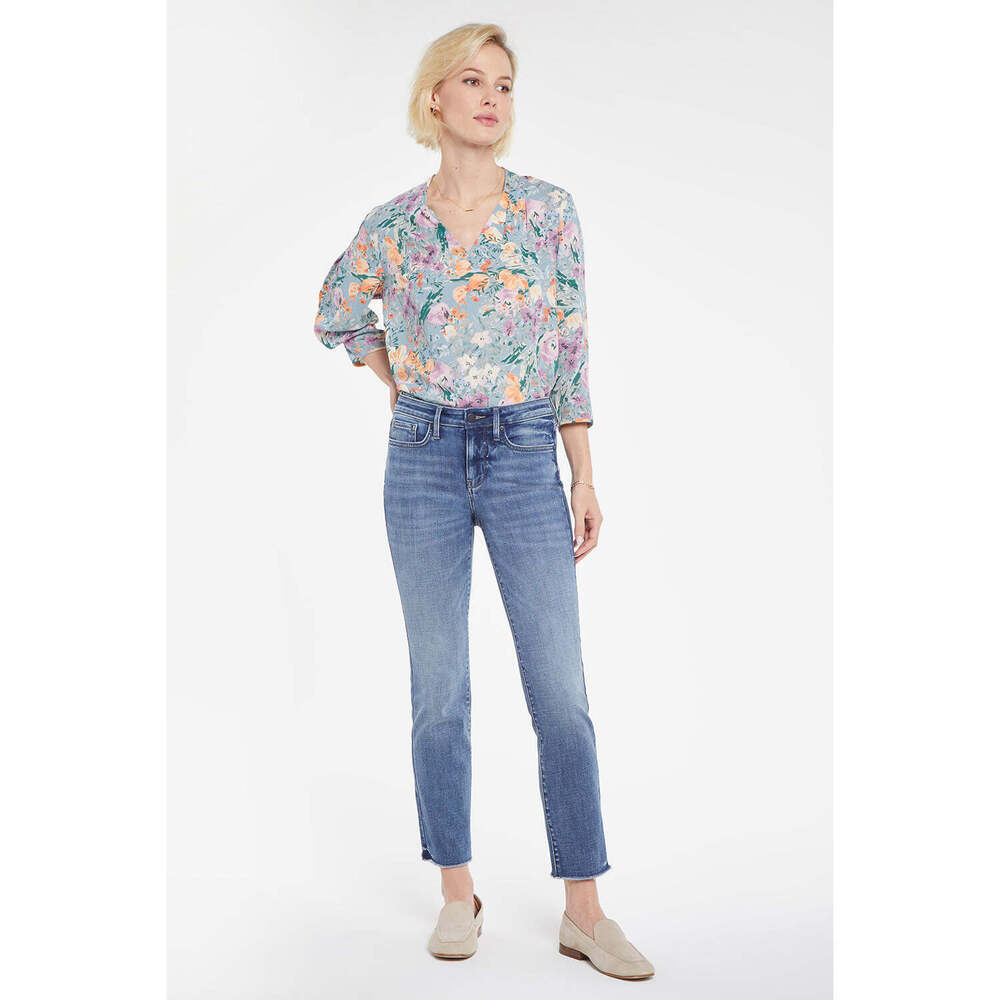 NYDJ Sheri High Rise Fray Hem Slim Ankle Jeans in Rockie, Size 2